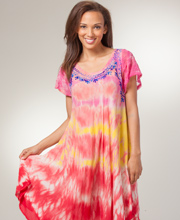 rayon cap sleeve tie-dyed umbrella dress