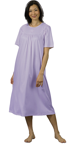 SPRING SALE Calida Cotton Knit Nightgown Short Sleeve in Lilac