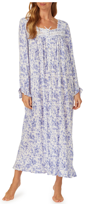 women's long sleeve cotton knit nightgown