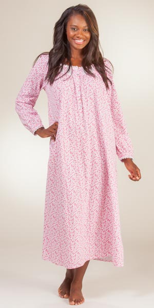 100% Cotton Sleepwear - Eileen West Knit Long Sleeve Ditsy Night Gowns
