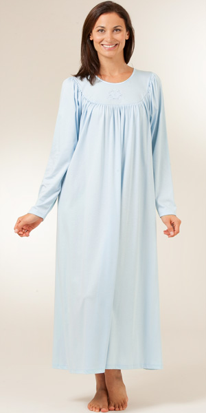 Women Clothing Sleepwear Calida 100% Cotton Knit Long Sleeve Nightgown